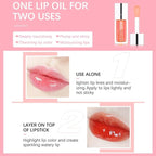 Plumping Lip Oil, Long Lasting Hydrating Lip Gloss Tinted Balm Non-sticky Revitalizing, Tinting Care Oil for Dry Lip (PINK)
