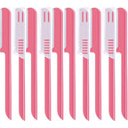 10 Pieces Eyebrow Razor for Women Facial Shaver Razor Brow Shaper Eyebrow Trimmer Dermaplaner Shaping Tool with Cover (Pink)