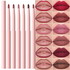 evpct 6Pcs Retractable Lip Liner Pencils Set Pack for Shaping & Sculpting Lips, Ruby Mauve Red Rose Nude Pink Plum Purple Taupe Brown Creamy Matte Gel Lip Liner Lipliners Pencil delineador de labios