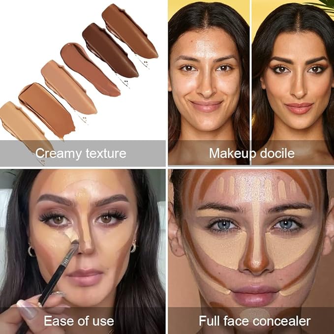 6 Color Correcting Concealer Palette With Concealer Brush, Correcting