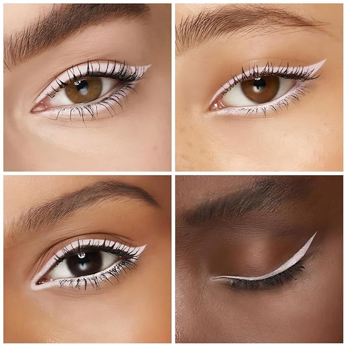 Kaely Quartz Queen White Gel Eyeliner Pencil, Natural Cream Eye Liner Waterproof Smudge Proof, Matte Waterline Eyeliner Eyeshadow Stick, Brighten Eye Makeup, Vegan & Cruelty-Free, 14