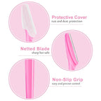 12 Pcs Eyebrow Razors, Face Razors Multipurpose, Exfoliating Dermaplaning Tools, Eyebrow Trimmers Shaver with Safety Cover, Facial Hair Removal for Women Men Body Use (Pink)
