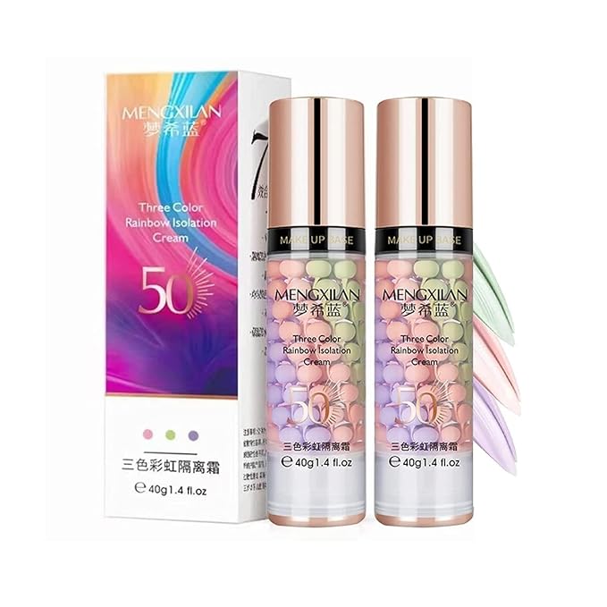 2Pcs Pore Primer,Skin Tone Correcting Facial Serum,One Step Face Makeup Primer,Isolation Cream Invisible Pore,Cover Acne Marks,Oil Control Moisturizing Essence Concealer Foundation