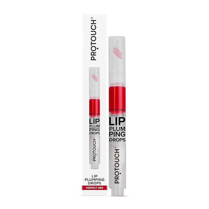 Glossy Lip Plumping Drops - Volumizing Lip Gloss With 8-Hour Plumping Effect - Vegan Formula With Caffeine & Grape Seed Extract - Perfect Red