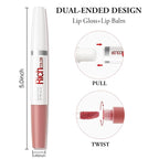 Double Head Lipstick & Moisturizing Lip Balm, 2-in-1 Moisturizing