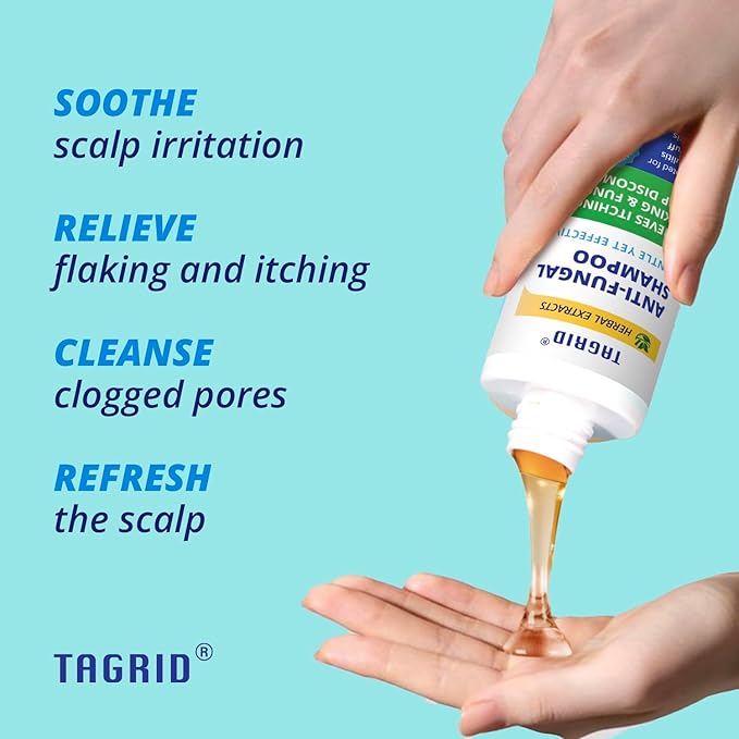 TAGRID Anti-Fungal Shampoo 300mL – Scalp Treatment for Psoriasis, Seborrheic Dermatitis, Folliculitis, Dandruff & Itchy Flaky Scalp – Soothing Plant-Based Formula for Men & Women