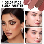 Matte Blush Cream Quads Makeup Palette, Blushes for Older Women Lip and Cheek Dual Blush Palette, Natural Lasting Pinkish Light Peach Light Brown and Orange Red, Paleta de rubor 4 colores