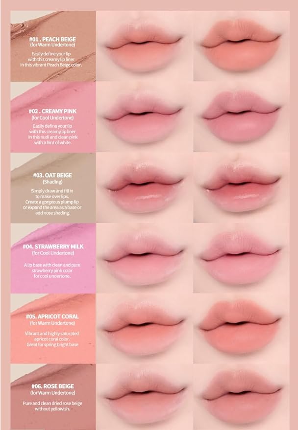 Heart Percent Dote On Mood Lip Pencil, Long-Lasting Creamy Lip Crayon Smooth Color Liner Retractable Lipstick Pencil 0.8g, #05. Apricot Coral