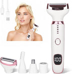 Electric Razor for Women Men,4 in 1 Painless Ladies Wet & Dry Body Razors and Facial Hair Remover,Rechargeable Led Display Hair Removal Kit for Nose Face Body Leg Bikini Arm Hair (White)