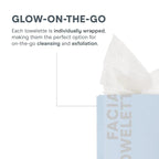 NuFACE Prep-N-Glow Facial Towelettes - 2-in-1 Exfoliating + Cleansing Makeup Remover Wipes, Hyaluronic Acid Travel Face Wipes to Hydrate & Brighten for Glowing Skin - 5 Individually Wrapped Cloths