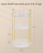 SONGMICS Makeup Organizer, 3-Tier Round Rotating Skincare Organizer Countertop, Customizable, Toiletries Vanity Organizer, Lazy Susan, Gift, Transparent UJKA011W02