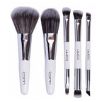 Travel Makeup Brushes Set w/Pouch, 5PCS Double Ended Portable Mini Cosmetic Brushes Kit for Foundation, Eyeshadow, Lip, Blush Make Up Brushes Professional(White)