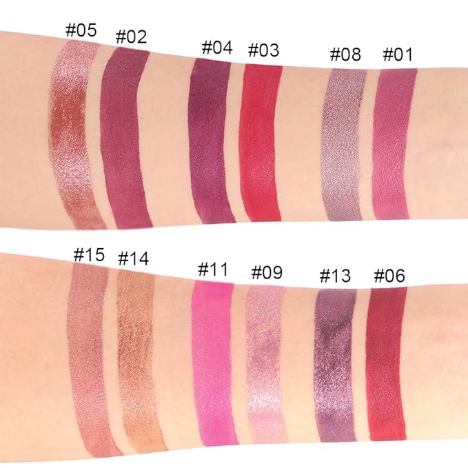 evpct 2Pcs Mauve & Taupe Mauve Glitter Metallic Shimmer Diamond Lipstick Lip Gloss Stain Set for Women Long Lasting Waterproof, Purple Sparkle Glitter Matte long Wear Liquid Lipstick Lip Makeup Kit