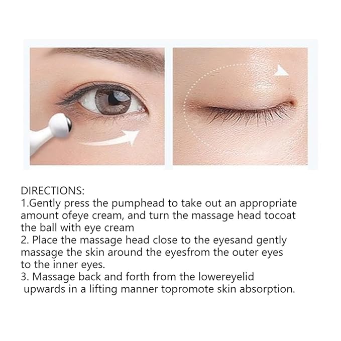 Snail Peptide Eye Cream Non-Sticky Snail Mucin Eye Care Hydrating Essence with 360° Massage Ball for Reducing Dark Circles/Puffiness/Fine Lines, Moisturizing, Firming, Adding Skin Elasticity