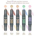 5Pcs Cream Contour Sticks Makeup Kit,Primer Face Makeup Highlighter Stick Contouring Makeup Kit for Beginners,Highlight and Contour Kit,Cream Concealer Makeup Blur Stick