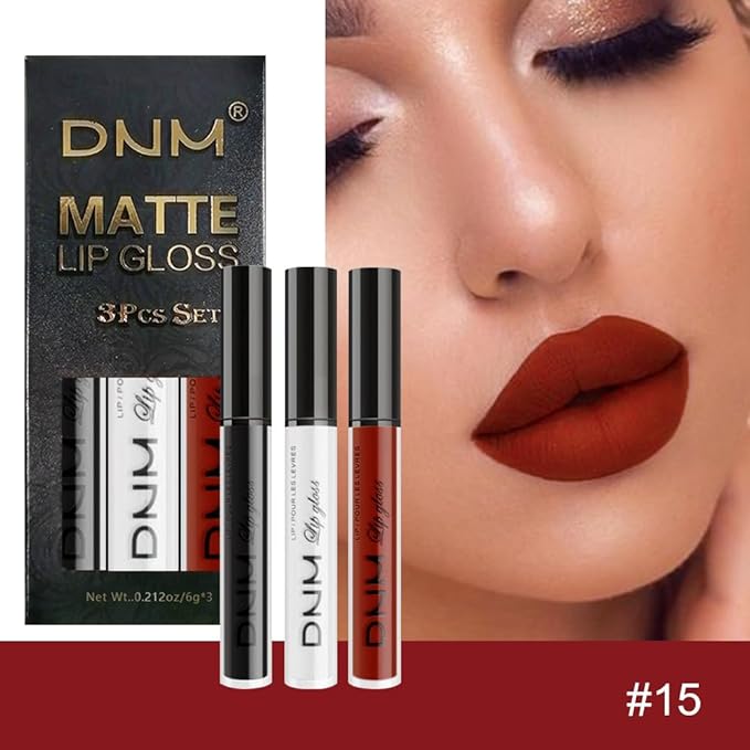 evpct 3Pcs Dark Black White Red Matte Liquid Lipstick Lip Stain Sets for Women Matte+Lipstick Long Lasting Permanent 24 hr Hours Magic Lipstick 24 Hours original Waterproof 17#