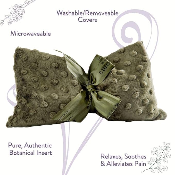 Sonoma Lavender Spa Mask, Heatable/Chillable Aromatherapy Eye Pillow with Eucalyptus and Lavender Infused Flaxseed Insert, Eye Compress for Stress Relief with Removable and Washable Cover (Green Dot)