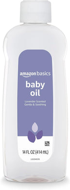 Amazon Basics Baby Oil, Lavender Scented, 14 Fl Oz (Pack of 4) (Previously Solimo)