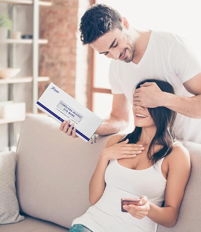 Heated Eye Mask for Dry Eyes, Cordless Warm Eye Compress, Styes, Blepharitis, 1000mAh, 3 Heat Levels, Electric, Light-Blocking, Washable Cover, Travel (Gray)