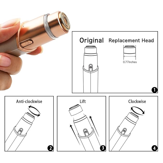 Generation 3 Replacement Heads for Finishing Touch Flawless Facial Hair Remover, Double Precision Replacement Blades Heads Compatible with New Flawless Gen 3, 6 pack