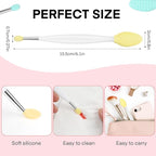 Unaone Lip Scrub Brush - 3 PCS Dual-ended Lip Scrubber Exfoliator and Silicone Lip Brush, 3-in-1 Silicone Lip Scrub Tool Lip Mask Applicator, Gentle Exfoliator & Applicator for Soft