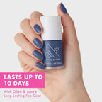 Olive & June Long Lasting Nail Polish | Gel-Like Finish No Lamp Needed | Lasts up to 10 days |Salon-Quality Color at Home |15-Free Vegan Cruelty-Free Chip-Resistant Shine |Social Studies Gunmetal Blue
