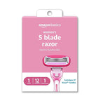 Amazon Basics Women's 5 Blade FITS Razor for Women, FITS Amazon Basics Handle and Venus Handles, Includes 1 FITS Handle, 12 Cartridges & 1 Shower Hanger