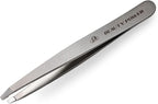 Professional Tweezers - Slant, Durable Lightweight German Stainless Steel, Ultra Precision Tweezers for Eyebrows, Facial Hair, Chin, and Ingrown Hair Removal - Gift (Matte Gray)