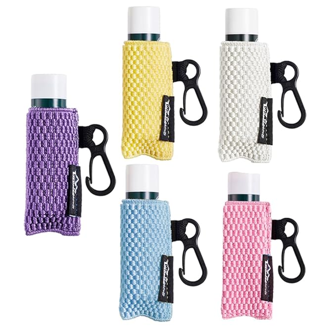 WKieason Lip Balm Sleeves Holder Keychain 5pcs Clip on Chapstick Keychain Holder Pouch Tight-Knit Elastic Lipstick Key Chain Holder