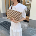 Pazimiik knitted checkered makeup bag