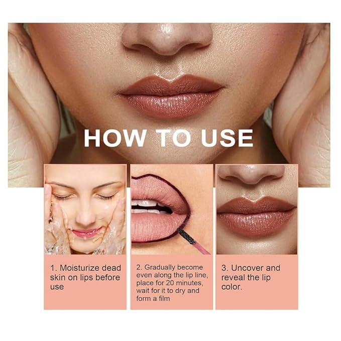 GECOMO Lip Liner Peel Off Lip Liner Tattoo, Peel Off Lip Stain, Long Lasting Lip Stain Peel Off Lip Liner Tattoo Highly Pigmented Lip Tint Stain - Wine Red