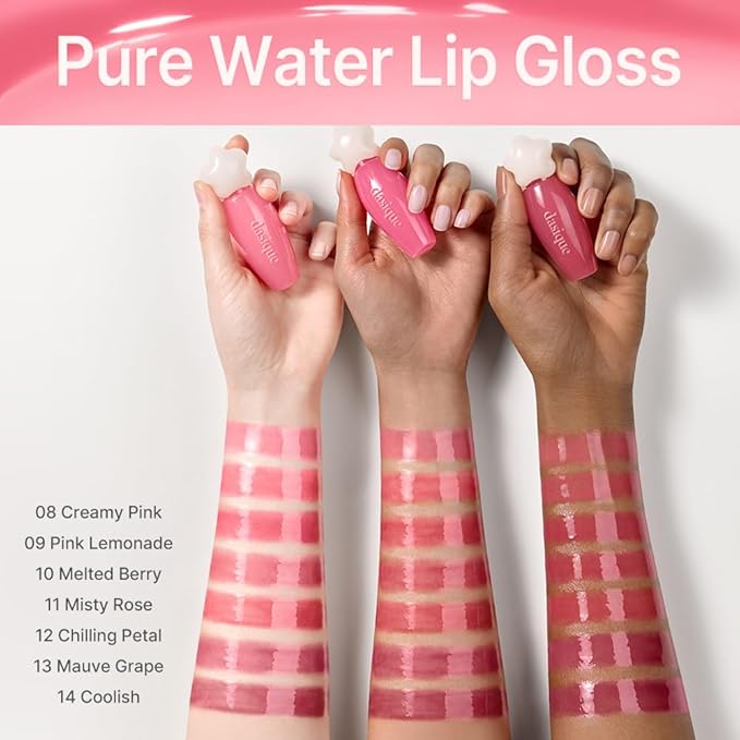 dasique Pure Water Lip Gloss 0.09 oz | Variety of Colors | Dewy Gloss | Buildable Gloss Tesxture | Non-Sticky | K-beauty (#11 Misty Rose)