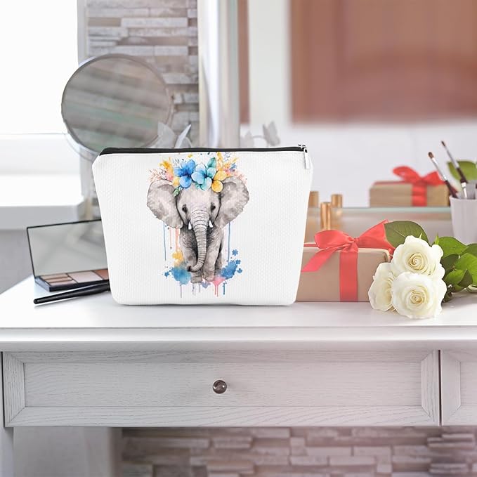 Floral elephant cosmetic bag elephant
