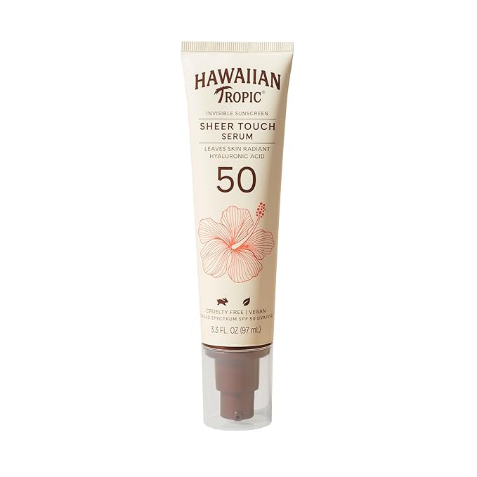 Hawaiian Tropic Sheer Touch Body Serum SPF 50, 3.3oz | Hyaluronic Acid Serum, Travel Size Sunscreen SPF 50, 3.3oz