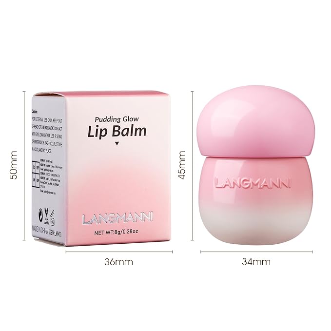 LANGMANNI Pudding Glow Lip Balm | Velvet-Smooth Lip Gloss for Nourished, Glowing Lips | Hydrating, Non-Sticky Glossy Tinted Lip Balm Makeup 0.28 Oz (#4, 1)
