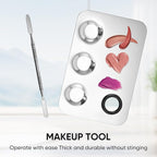 Stainless Steel Cosmetic Palette with Spatula, 3-well Mixing