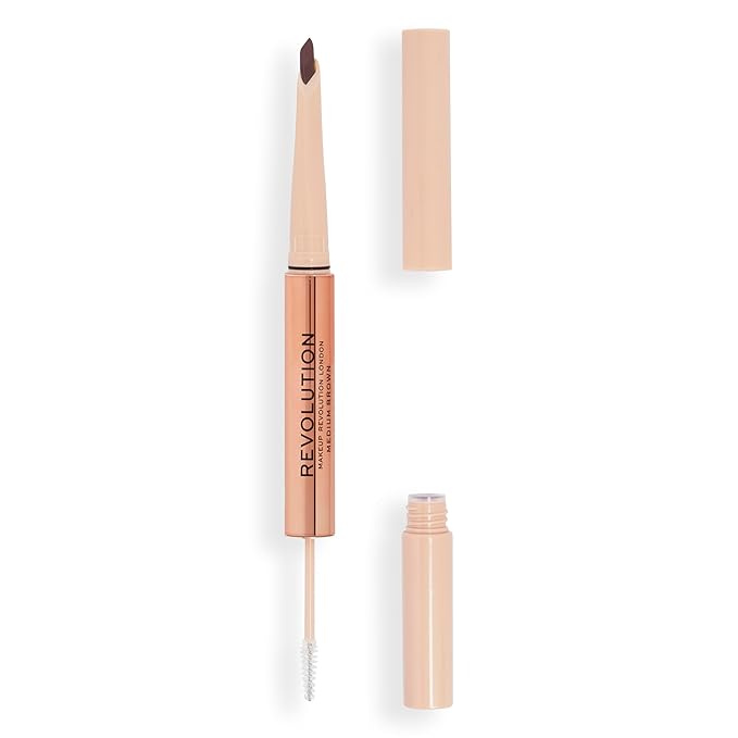 Revolution, Fluffy Brow Filter Duo, 2-in-1 Eyebrow Pencil & Gel, Enhances & Shapes Brows, Vegan & Cruelty Free, Medium Brown, 1 piece
