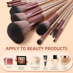 DUcare Makeup Brushes with Bag - 14Pcs Professional Synthetic Make Up Brushes Set for Blush Concealer Foundation Bronzer Powder Eyebrow Eyeshadow Blending Makeup Brush Set Mekaup bag, Rose Golden