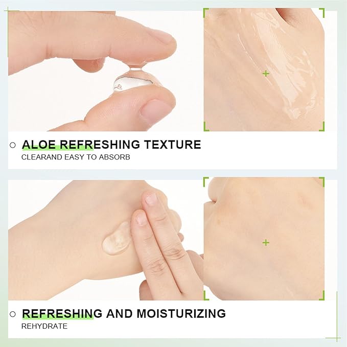 Organic Aloe Vera Gel, Aloe Vera Gel for Face, Body and Hair, Deeply Hydrating, Nourishing After Sun Skin Care, Aloe Vera Soothing Gel Cooling Cooling, Calming and Soothing 6.76 Fl Oz