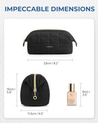 BAGSMART Makeup Bag Travel Toiletry Bag, Puffy Padded Make Up Bags for Women Makeup Organizer Case, Wide-open Pouch Purse Travel Essentials Toiletries Accessories Brushes, Black