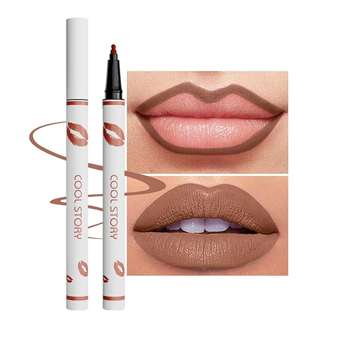 COOL STORY Matte Lip Liner Pencil - Waterproof, Non-Fading, Long-Lasting Plump Effect for Fuller Lips Makeup, Soft & Smooth Texture Easy Glide Lipstick (12#, Pack of 1)