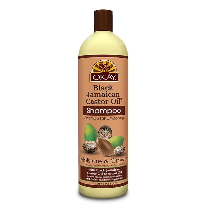 Okay Black Jamaican Castor Oil Shampoo - Jamaican Castor Shampoo for Hair Growth, Natural Moisturizing Shampoo to Strengthen & Restore Damaged Hair for Women and Men - 33 Oz