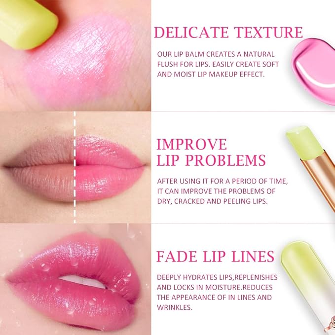 evpct 2Pcs Avocado Tinted Lip Balms PH Lip Color Changing Lipstick Balm Stain Gift Set Queen for Women Girls Korean Mood Long Lasting Color Change Light Pink Lipstick Lip Tint Plumper Gloss