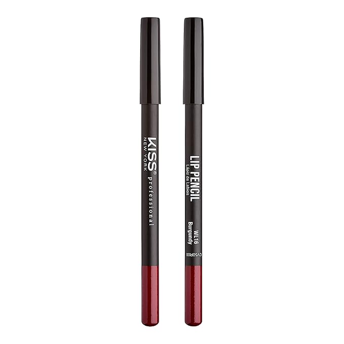 KISS New York Professional Slim Lip Pencil, Creamy Soft Lip Liner, Smooth Long-Lasting Rich Lip Color, Natural Lip Makeup, Water-Resistant Lip Crayon (Deep Cherry)
