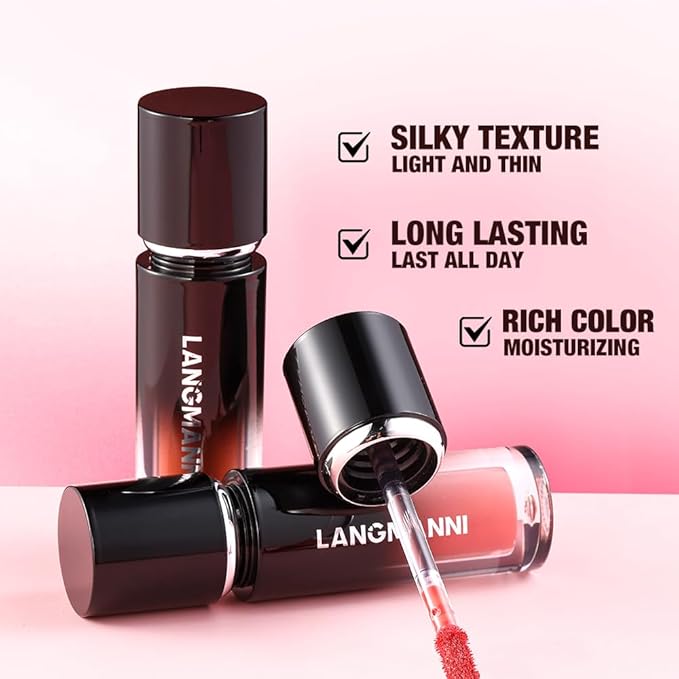 LANGMANNI Lip Oil Tint | Hydrating & Long-Lasting Lip Stain | Moisturizing And High Gloss Makeup,Non-Sticky Lip Stain For Watery And Silky Smooth Lips(#1+2+3)