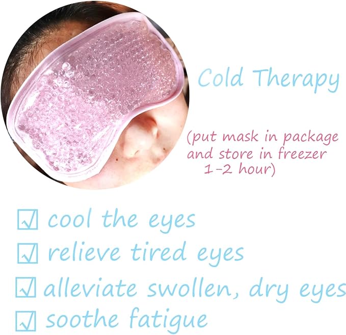 Gel Gel Eye Mask, Cooling Eye Mask Reusable Eye Ice Pack Under Eye Patches, Eye Hot Cold Treatment Pack for Redness, Pain Relief and Eye Relax (Pink - 2count)