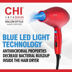 CHI 1875 Series Hair Dryer, Blow Dryer For Ultra-Fast Hair Drying, Reduces Frizz & Increases Shine, Nozzle & Diffuser Attachments