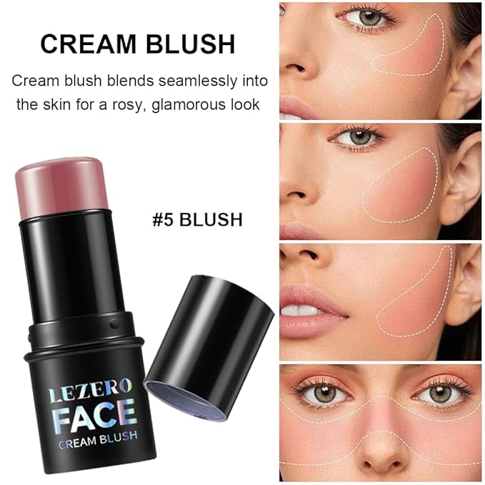 Blush Stick, Multi-use Blush Stick for Cheeks, Eyes, Lips, Silky Creamy Face Stick for Old Women & Mature Skin, Blendable and Buildable Color, Long Lasting Waterproof Non-greasy Formula (#11, Blush)
