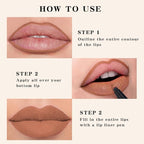 evpct Longwear Liquid Lip Liner Stain Marker Pen Long Lasting Waterproof, Nude Brown Matte Semi Permanent 24 Hour Lip Liner and Lipstick Combo, Korean Color Stay Lipliner All Day, Lips Stain peel off