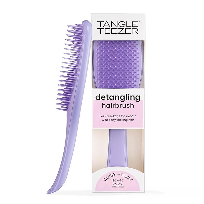Tangle Teezer Ultimate Detangler Curly Hair Brush, Dry & Wet Hairbrush, Reduces Frizz & Breakage, for 3C to 4C Curly Hair Types, Purple Passion